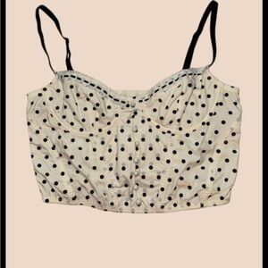 Polka Dot Crop Top with Lace Trim
